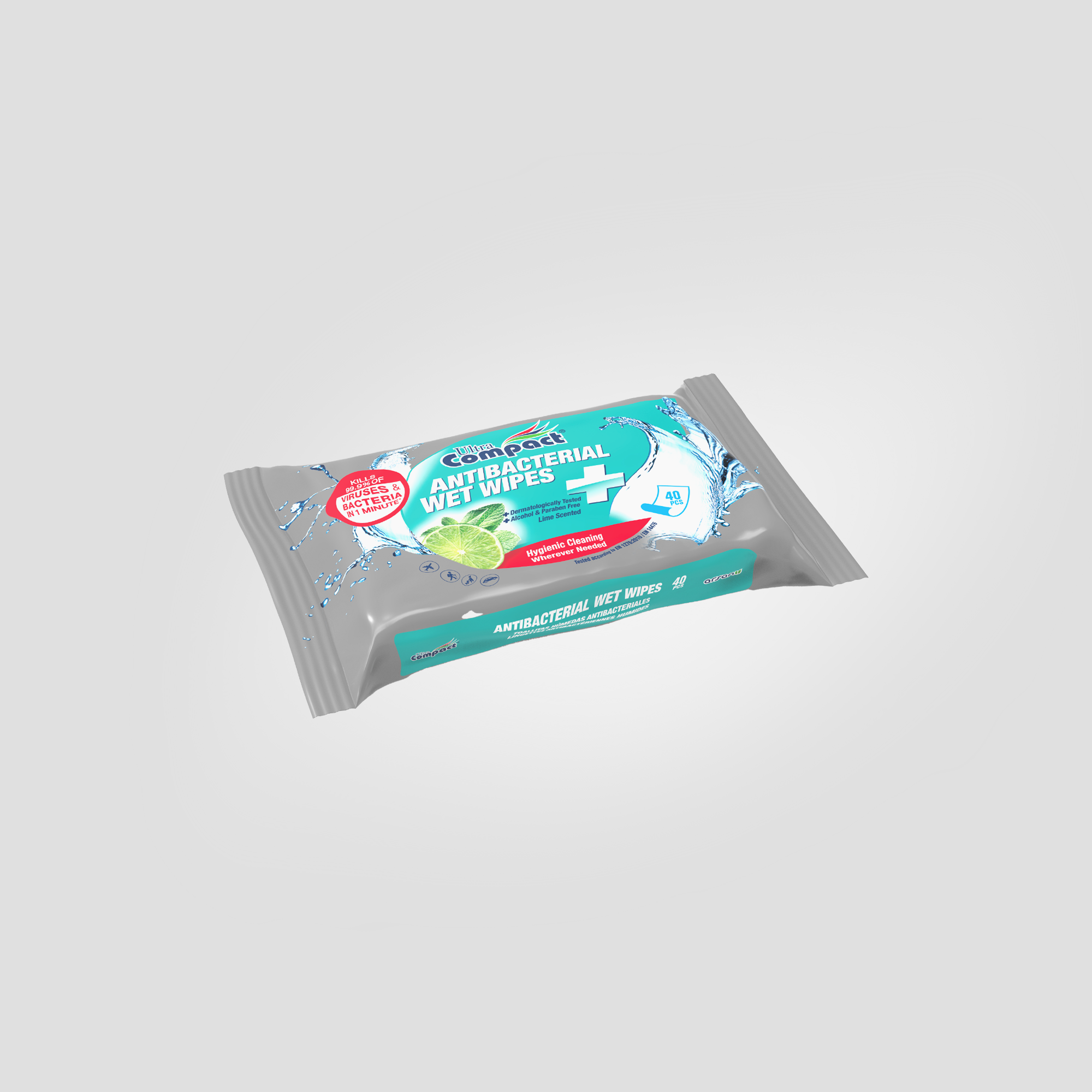Ultra Compact Антибактериальные Карманные Влажные Салфетки