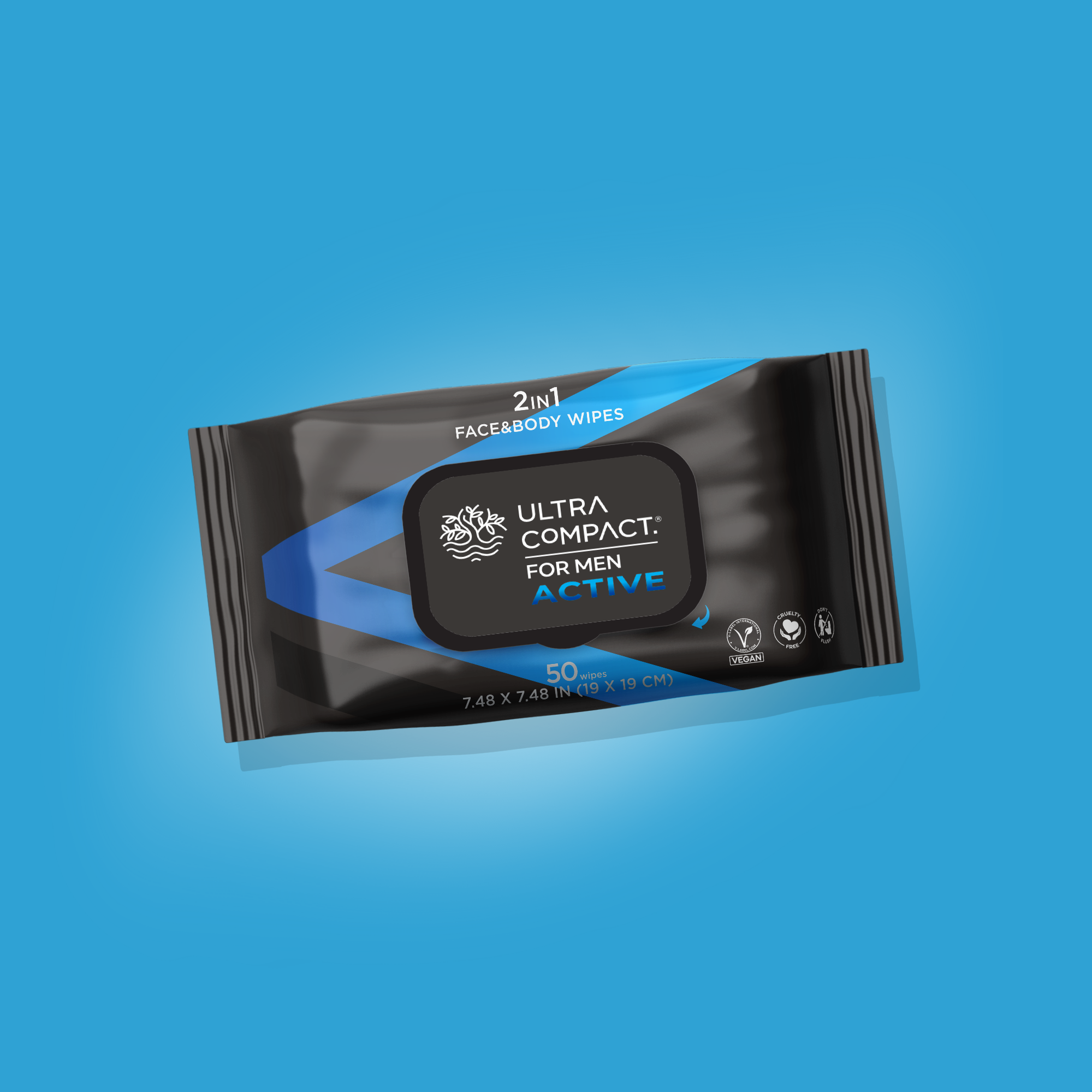 Ultra Compact Men Face & Body Wipes 2 in 1